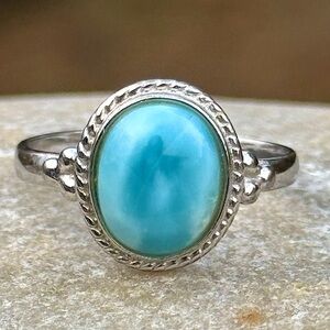 🩵 NEW Light Blue Larimar Sterling Silver Stamped 925 Ring 7